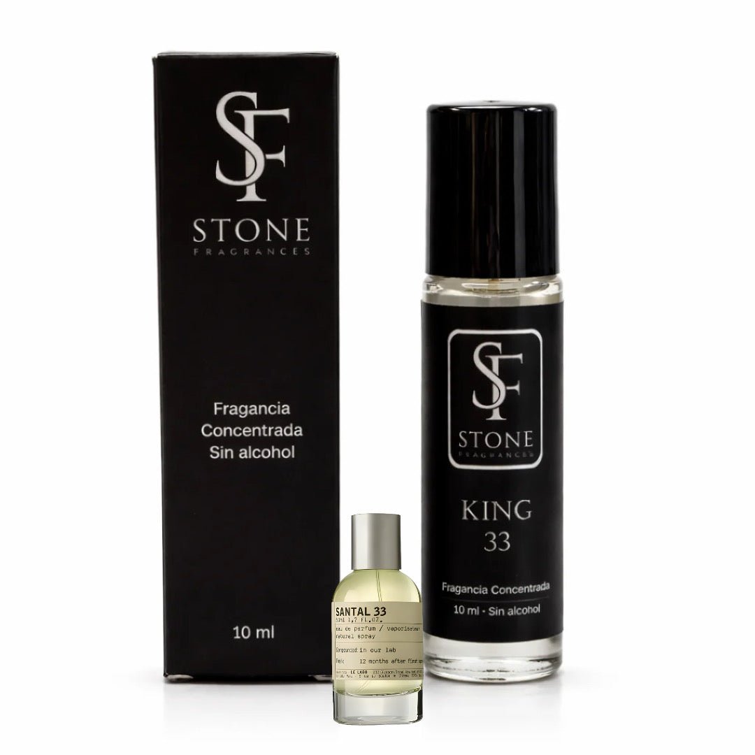 King 33 Roll On Fragancia Concentrada 10ml – Unisex (Santal 33) | Stone Fragrances