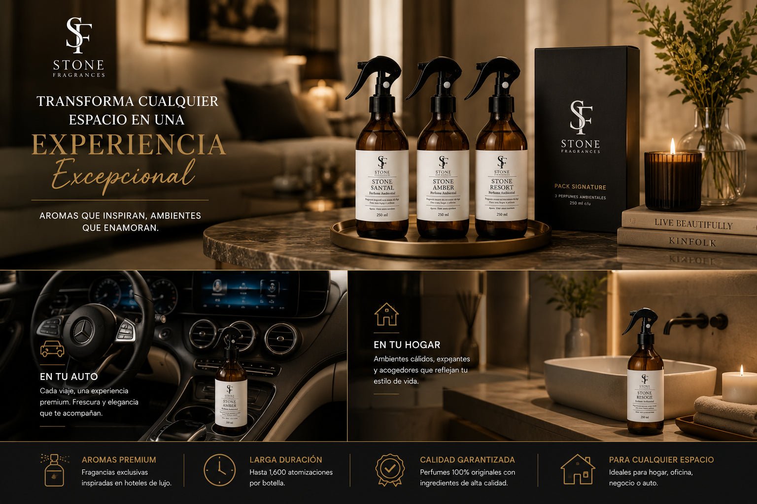 Pack 3 Perfumes Ambientales Stone 250ml 🔥 - Stone Fragrances
