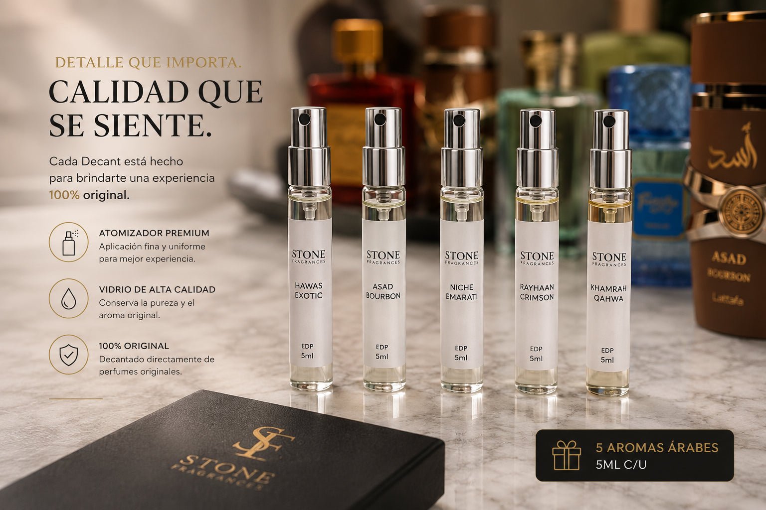 ADN Árabe – 5 Decants Exclusivos - Stone Fragrances